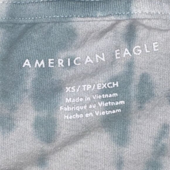 American Eagle Womens Oversized Tie Dye Cropped Tee/T-Shirt-Blue/White-XS-GUC - Picture 4 of 5